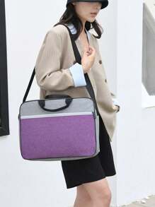 Spersonalizowana, haftowana torba do przechowywania laptopa, lekka teczka z wewnętrzną przegrodą, duża pojemność, modna torba na ramię do dojazdów do pracy, biznesowa torba na komputer, oficjalna torba do dojazdów do pracy w blokach kolorów