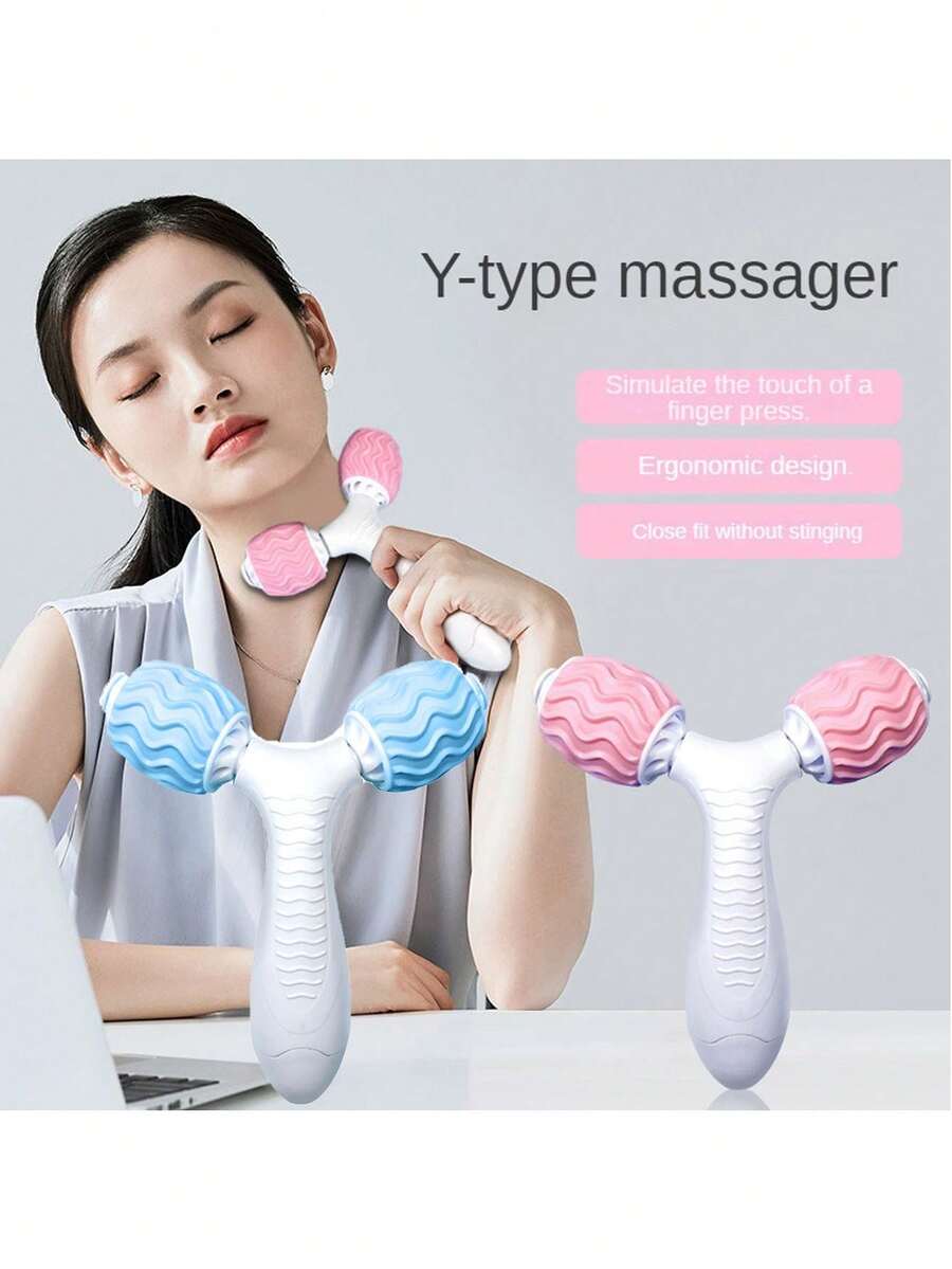 1 个 Y 型按摩滚轮；面部按摩滚轮；肌肉放松滚轮；瑜伽训练工具；放松面部、手臂、大腿等，感恩节礼物，家用按摩器，紧致肌肤，缓解肌肉紧张 - 彩色 - 查看 1