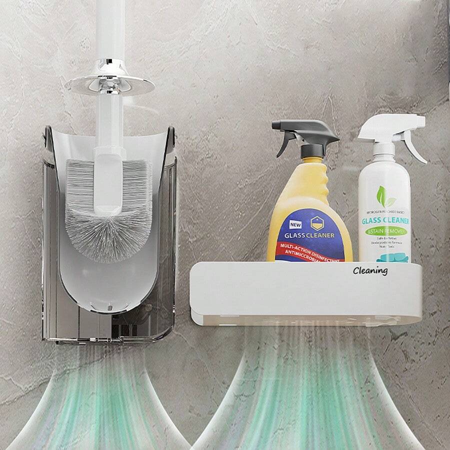 Luxury WallMounted Toilet Brush Set, Bathroom Cleaner, Long Handle