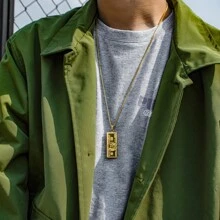 Mặt dây chuyền hình chữ nhật có khẩu hiệu dành cho nam bằng thép không gỉ phong cách Punk Hip Pop làm quà tặng trang sức và tiệc Giáng sinh, năm mới, ngày lễ tình nhân - Nhiều màu - Xem 2