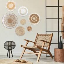 1 estilo de Cesta de Pared Decorativa Bohemia - Decoración de Pared Hecha a Mano de Roten de Junco Marino, Redonda, Colgante, Rústica y Elegante para Salas de Estar, Dormitorios, Mesa de Exhibición, Cocina y Hogar de Estilo Granja