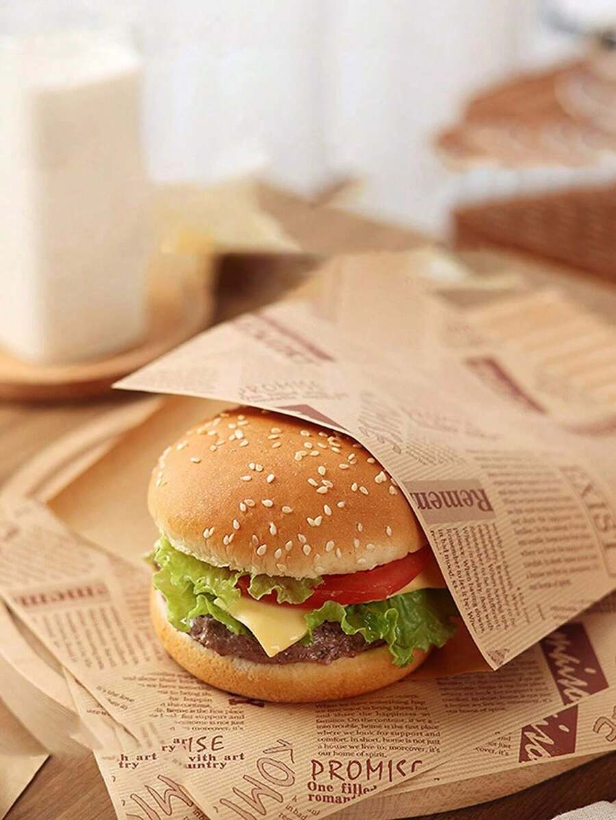 50 Pieces/Set Of Waxed Paper Sandwiches, Instant Style, Burger, French