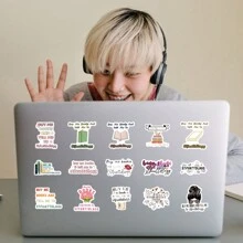 61 miếng dán chống thấm nước bằng nhựa vinyl họa tiết Graffiti hoạt hình dễ thương STFUATTDLAGG, thích hợp dán chai nước, máy tính xách tay, điện thoại, ván trượt, đàn ghi-ta, hành lý, sổ lưu niệm, mũ bảo hiểm, dành cho trẻ em, thanh thiếu niên, người lớn làm quà tặng trang trí tiệc - Nhiều màu - Xem 7