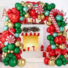 147pcs Christmas Theme Red Latex Balloons Garland Arch Kit For Merry Xmas Birthday Wedding Bridal Party Outdoor Background Home Bar Decor Supplies - Multicolor - View 4