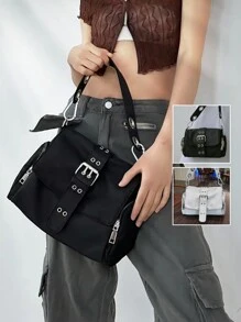 Túi đeo vai NYXIA Wide Strap Y2K Punk Underarm, Túi xách nữ bằng nylon với thiết kế thời trang - Nhiều màu - Xem 2