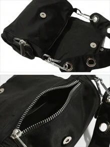 Túi đeo vai NYXIA Wide Strap Y2K Punk Underarm, Túi xách nữ bằng nylon với thiết kế thời trang - Nhiều màu - Xem 5