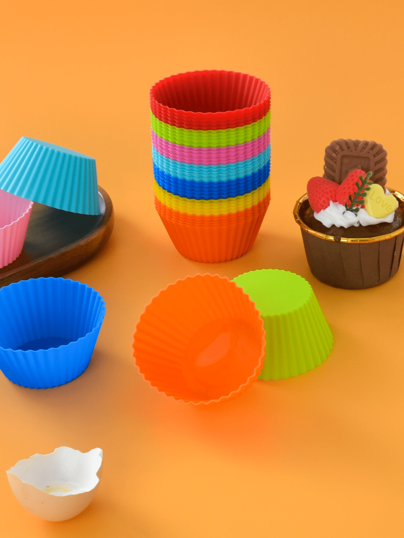 24pcs Round Silicone Muffin Cups 7cm Tartlet Colorful Cake Cups Small