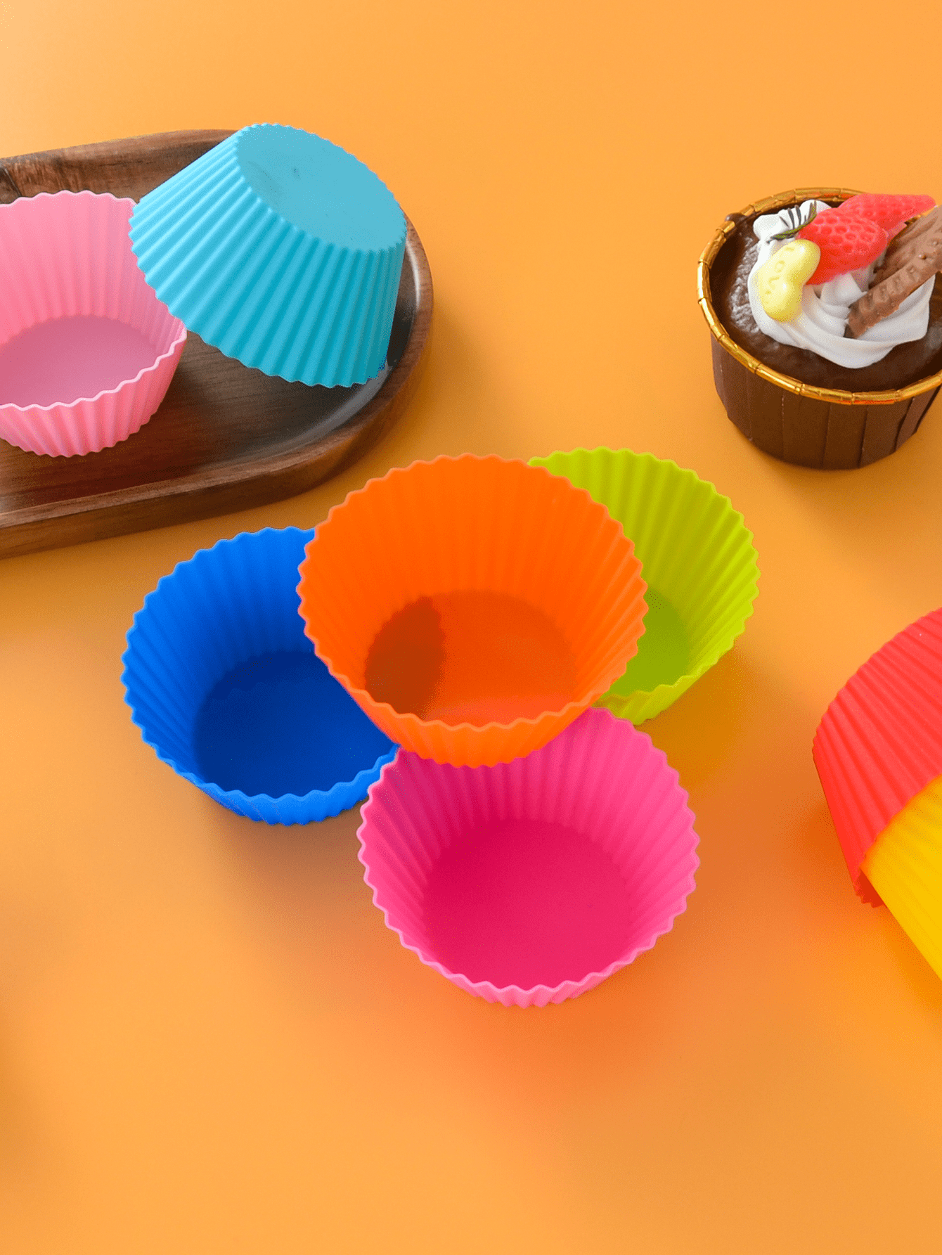 24pcs Round Silicone Muffin Cups 7cm Tartlet Colorful Cake Cups Small