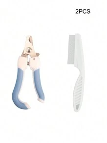 宠物指甲钳+梳子套装，狗/猫指甲钳狗不锈钢指甲钳清洁美容工具套装，宠物小礼物 - 彩色 - 查看 12