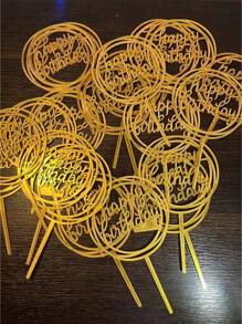 10 件生日快乐亚克力蛋糕装饰，生日蛋糕装饰，派对装饰，现代字母形状蛋糕装饰，生日派对装饰、家人和朋友的完美礼物 - 多色 - 查看 12