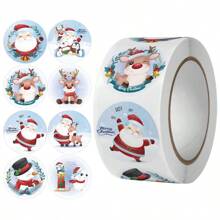 500pcs/Roll Christmas Tags Christmas Santa Claus Stickers Self Adhesive Tags Christmas Festival Birthday Holiday Gift Decor,Christmas - Multicolor - View 12