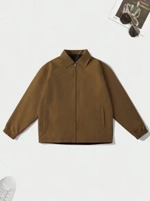 جاكيت كاجوال بأكمام طويلة مطبوعة بزهور بلون القهوة، مناسبة للربيع والخريف - قهوة بني - مشاهدة 2