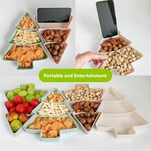 1pc Christmas Tree Trunk Shape Fruit Plate, Christmas Tree Shaped Appetizer Serving Tray With Plastic Dividers - Multicolor - View 7
