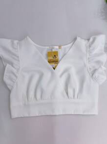 Tailored Set / Ruffled Sleeves / Shorts With Pockets / Elegant - 白色 - 查看 4