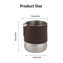 1 件黑棕色硅胶不锈钢牛奶起泡壶咖啡厅咖啡杯起泡器拿铁壶泡沫杯咖啡壶，是滴滤咖啡机咖啡制作套装返校的绝佳礼物 - 棕色 - 查看 2
