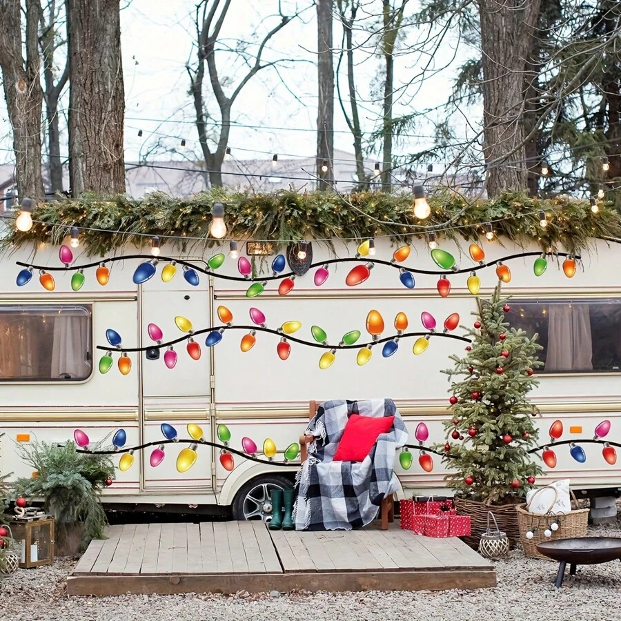 20pcs Christmas Light Bulb Vinyl Decal Set Durable & Easy Apply For