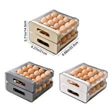 Giá để trứng hai lớp Hộp đựng trứng Hộp đựng thực phẩm Hộp đựng trứng Tổ chức tủ lạnh nhà bếp - Màu be - Xem 9