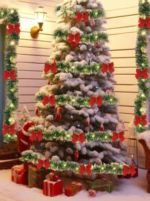 2m/6.5ft Christmas Wreath String Lights, With 20 LED Lights And 6 Bows, For Home, Garden, Bedroom, Party, Indoor/Outdoor Decoration