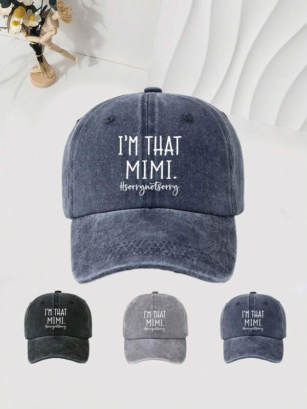 1pc "I'm Mimi" Washed Baseball Cap, Outdoor Casual Sun Hat, Unisex