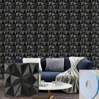 1pc/12pcs/20pcs/30pcs 3D Wall Panels, PVC Material, 3D Wall Decor Rhinestone Textured Panels For Indoor Wall Decoration, 11.8 X 11.8 Inches (Approx. 30 X 30 Cm), 3D Floral Pattern, Renovation Stickers Peel Wall Panels, Wall Paper, Wallpapers, Spring Decoration Items Refresh Your Home, Rama Decoration Stickers