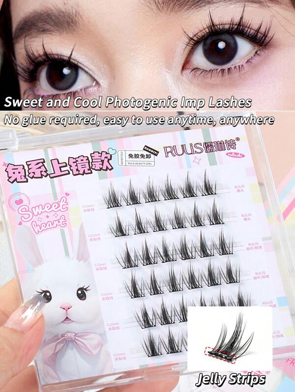 36 قطعة/مجموعة، طول 11-12 مم، سمك 0.07 مم، منحنية على شكل حرف C، رموش مستعارة من فرو الأرنب بدون غراء، مكبر للعين، تجعيد وتفريق الرموش المتدلية، إطالة رموش طبيعية وواقعية للنساء، عناقيد رموش مستعارة، رموش فردية