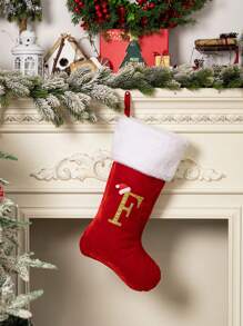 1 Pc Christmas Gold Velvet Cloth Letter Christmas Stockings Decoration, Red High-End Gold Velvet Letter Stockings Diy Name Christmas Stockings, Mother Gift Stockings, Creative Christmas Tree Ornaments, Holiday Party Atmosphere Decoration Props, Candy Gift Bags, Christmas Decorations, Home Decoration Room Decor Winter Christmas Decorations Home Christmas Gifts Christmas Decor