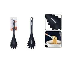 1 pièce Cuillère de cuisine en plastique noir de 34,5 x 8 cm, convient pour la cuisson des pâtes, spatule en silicone résistante à la chaleur pour ustensiles de cuisine antiadhésifs, cuillère de cuisine, louche à soupe, riz
