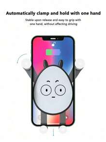 1 chiếc Giá đỡ điện thoại sạc không dây ABS Dumb Expression màu đen, Giá đỡ điều hướng gắn lỗ thông hơi ô tô - Đen và trắng - Xem 7