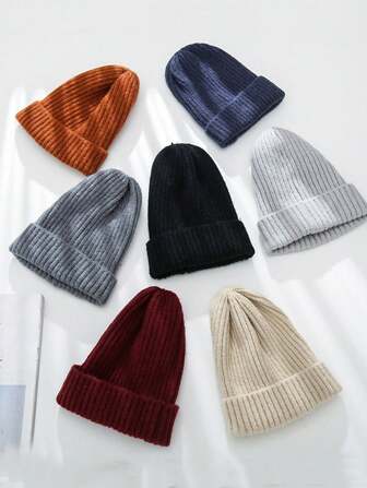 1pc Solid Color Mohair Knit Beanie, Outdoor Street Wear Cold-Proof Knit Hat, Casual Versatile Winter Warm Cap Suitable For Daily Commute
