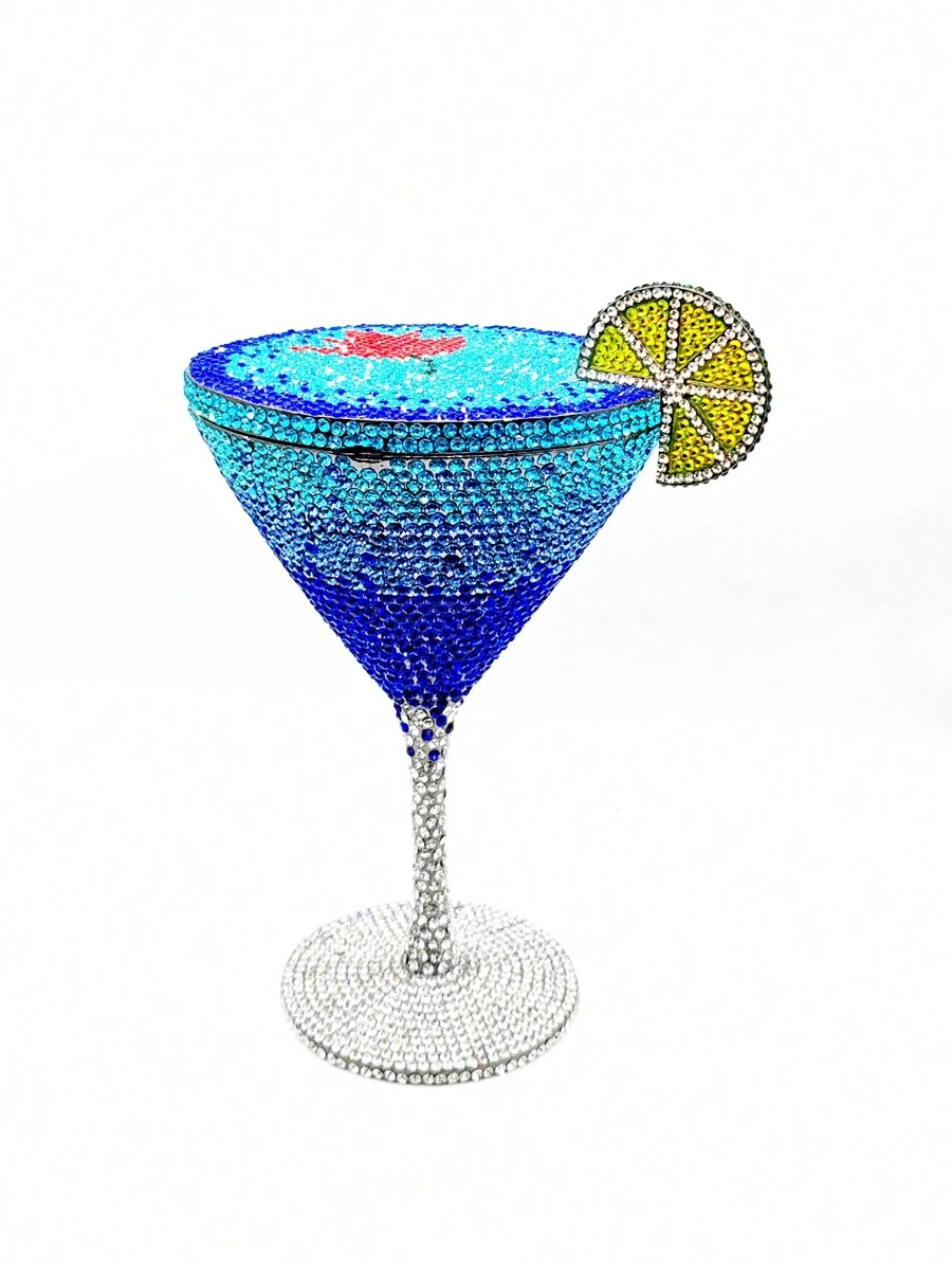 Túi xách dự tiệc cocktail pha lê mới nhất, Túi xách pha lê hồng/xanh, Túi xách dự tiệc tối làm thủ công bằng kim cương dành cho phụ nữ/nữ, Túi xách đính đá Rhinestone quyến rũ cho cô dâu/tiệc tối & sự kiện vũ hội, Quà tặng tốt nhất kèm hộp (Không đựng vừa điện thoại) - Màu xanh lam - Xem 1