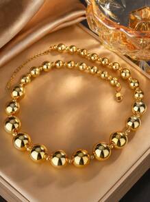 1条时尚夸张塑料珠串项链，适合女性佩戴参加派对或时尚摄影，也是一份很棒的礼物。 - 金黃色 - 查看 7