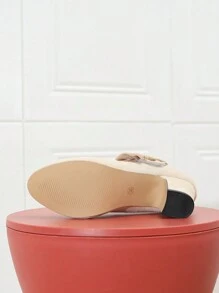 Autumn/Winter Wedding Casual Fashion High Heel Mary Jane T-Strap Buckle Chunky Heel Pumps, Formal Velvet Dress Work Office Outdoor Beige Apricot Shoes (Please Check Foot Length, Palm Circumference Parameters Before Purchasing)