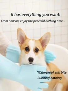 宠物洗澡用品 - 宠物洗澡按摩去毛手套、洗澡刷、狗狗洗澡刷、宠物按摩刷、高品质硅胶手套刷（适用于：宠物猫、宠物狗等。宠物洗澡按摩去毛） - 彩色 - 查看 12