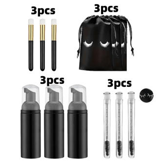 12 piezas, cepillo de botella de espuma, botella de plástico vacía con bomba de espuma, limpiador de rímel, dispensador de jabón, herramientas para el cuidado de la piel, juego de maquillaje de ojos para mamá, 50ml