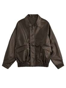 Mira Leather Jacket Women, Loose Fit Casual Hong Kong Style For Petite, Autumn/Winter