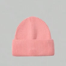 1pc Fashionable Classic Acrylic Knit Beanie Hat, Warm And Solid Color Versatile Ski Cap - Solid Color Knitted Beanie - View 11