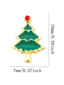 10pcs Green European And American Style Christmas Tree Nail Charms Cartoon Ins Style Christmas Art Nail Decoration Alloy Rhinestone Y2k Metal Style DIY Nail Art Decoration Nail Flash Metal Diamond Luxurious And Exquisite Three-Dimensional Metal Nail Decorations, Fake Nail Decoration Accessories Nail Supplies - Green - View 3
