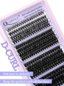 296pcs D Curl Fluffy Lash Clusters 40D+60D+80D+100D Thick Eyelash Clusters Wispy Individual Lashes 10-16mm Cluster Eyelash Extensions False Eyelashes DIY Flat Lash Extension By QUAFFLY - D - View 3