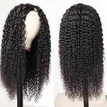 V Part Wig Human Hair No Leave Out Brazilian Kinky Curly Human Hair Wigs For Women V Part Deep Curly Wigs Glueless Virgin Hair 180% Density - Natural & Black - View 5