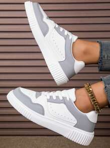 2024 时尚百搭防滑耐用舒适内里男士休闲运动鞋 - 灰白色 - 查看 2