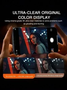 5 miếng dán màn hình kính cường lực tương thích với iPhone 11/12/13/14/15/16 Pro Max - Màn hình riêng tư bóng, độ phân giải cao, chống trầy xước, chống dấu vân tay, độ cứng 9H, phủ toàn bộ - màu đen - Xem 3