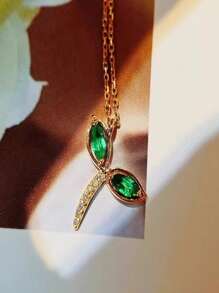 Dây chuyền mặt dây chuyền cành cây nhỏ bằng bạc Sterling S925, phụ kiện thời trang và đi làm hàng ngày cho phụ nữ - Vàng - Xem 3