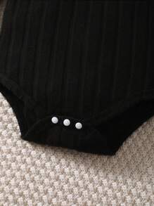 2pcs Casual Fleece Splicing Ribbed Long Sleeve Jumpsuit