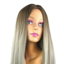 Long Straight Organic Lace Wig 70 Cm Primium Fiber Light Daily Use - Platinum - Xem 2