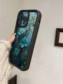 1 Stück blaues Blumenmuster schützende Kamera-Handyhülle mit Mikrolochmuster kompatibel mit iPhone 11 Pro Max/12 Pro Max/13 Pro Max/14 Pro Max/15 Pro Max/iPhone 16 Plus/iPhone 16 Pro Max, Galaxy A55/Galaxy A15/Galaxy S24 Ultra/Redmi, OPPO/Realme, VIVO, Infinix, Honor, MOTO, Itel, One Plus