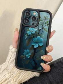 1 Stück blaues Blumenmuster schützende Kamera-Handyhülle mit Mikrolochmuster kompatibel mit iPhone 11 Pro Max/12 Pro Max/13 Pro Max/14 Pro Max/15 Pro Max/iPhone 16 Plus/iPhone 16 Pro Max, Galaxy A55/Galaxy A15/Galaxy S24 Ultra/Redmi, OPPO/Realme, VIVO, Infinix, Honor, MOTO, Itel, One Plus