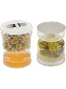 1 件装腌菜容器，食品储存罐，带橄榄油分离器、过滤盖、干湿分离，适用于家庭厨房