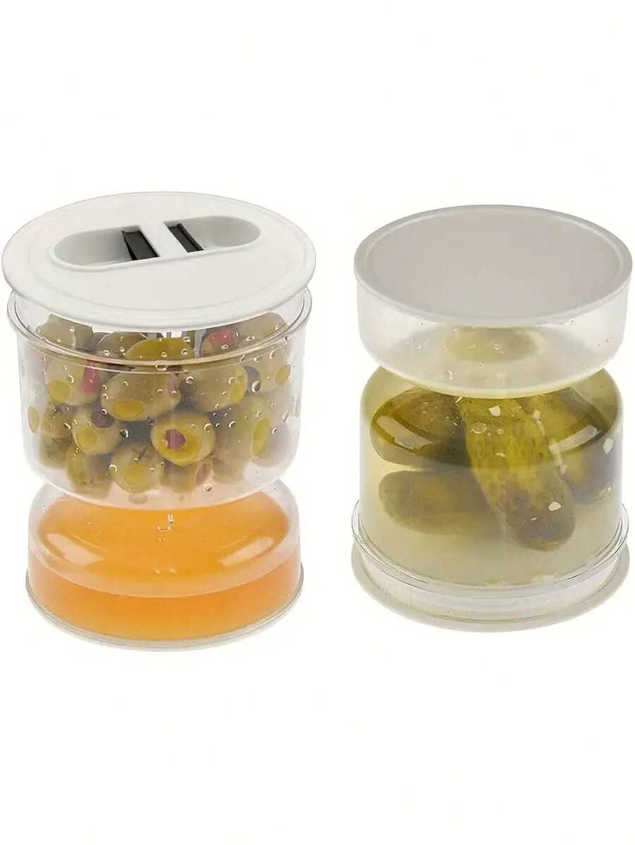 1 件装腌菜容器，食品储存罐，带橄榄油分离器、过滤盖、干湿分离，适用于家庭厨房