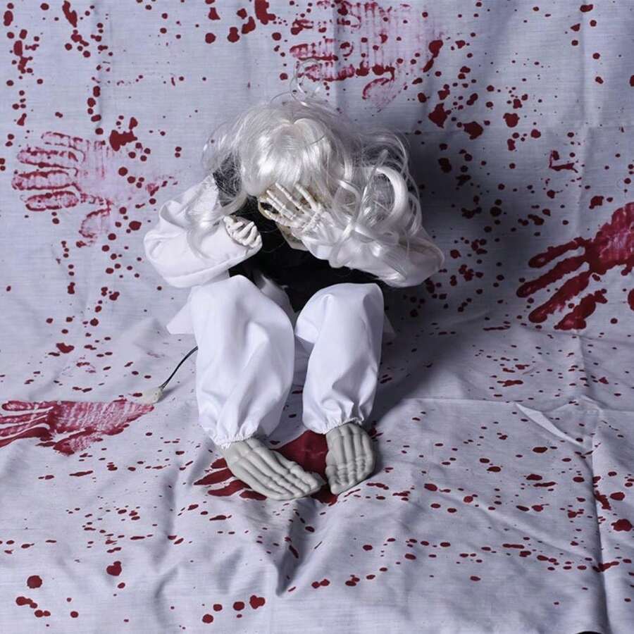 Halloween Trembling Crying Ghost Doll Voice Control Ghost Prop Halloween Party Decorations Haunted House Prop - White - View 1