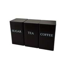 Coffee Tea Sugar Container Set Of 3 Iron Tea Coffee Sugar Canister Set With Bamboo Lid And Name Marker Simple Square Kitchen Canister Set For Coffee Tea Sugar Storage - Multicolor - View 10